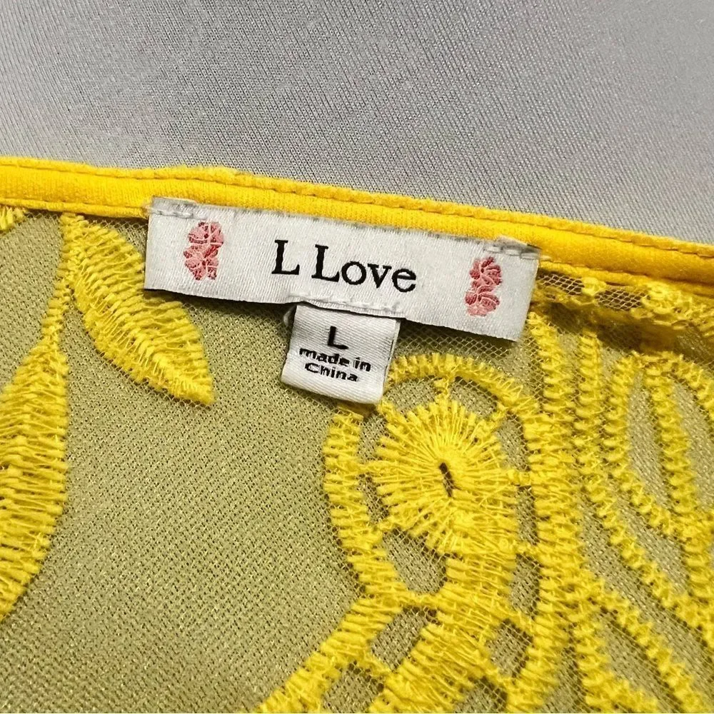 Bright Yellow Lace Swim Cover Up by L Love Women’s Large New Without Tags